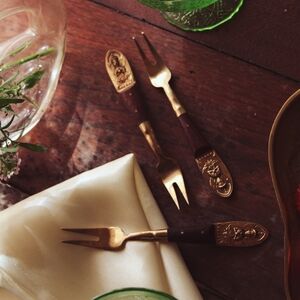Elegant Gold and Brown Fork Set